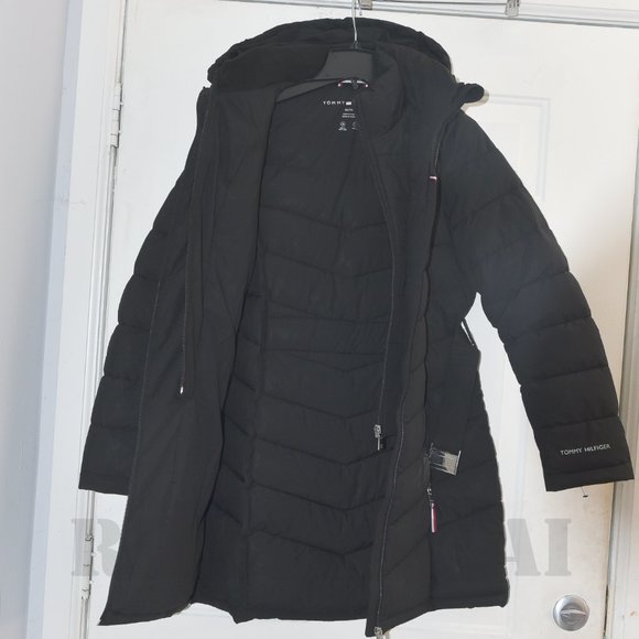 BLACK NWT Ladies' Belted Puffer Jacket Tommy Hilfiger - Picture 8 of 16